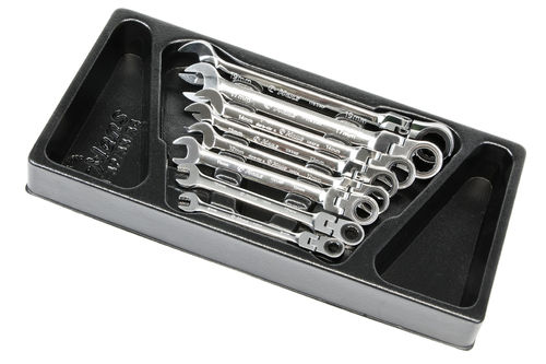 Flexible Ring Ratchet Wrenches 8-19mm in Tray