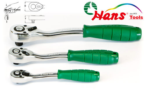 Ratchet Handle with Quick Release - Offset - 72 Teeth/5° - 3/8" + 1/2"